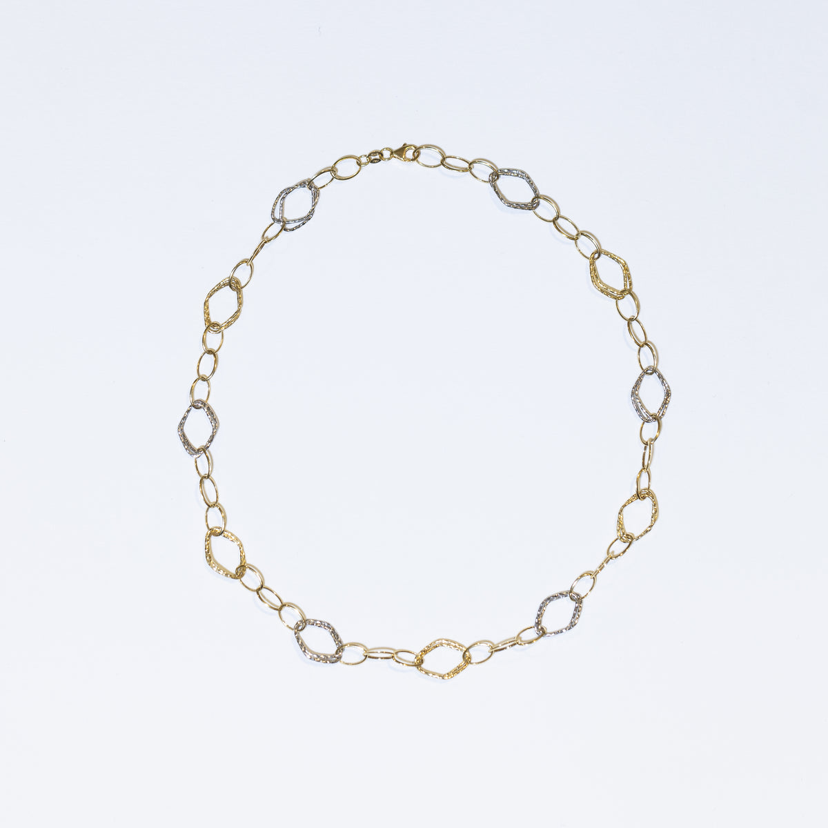 Collana in Oro Bianco e Giallo 18 KT Fantasia Cerchio
