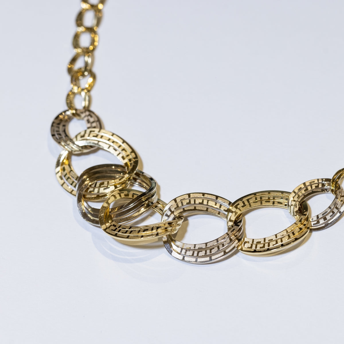 Collana Collier in Oro Bianco e Giallo 18 KT Fantasia Cerchio