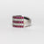 Anello Fascione in Oro Bianco 18 KT con Diamanti e Rubini