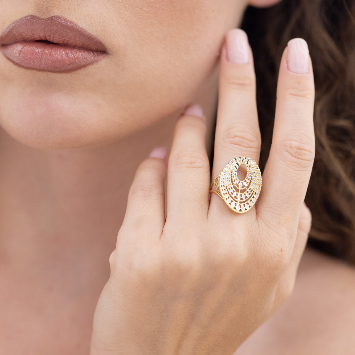 Anello Fantasia In Oro Giallo E Bianco 18 Kt