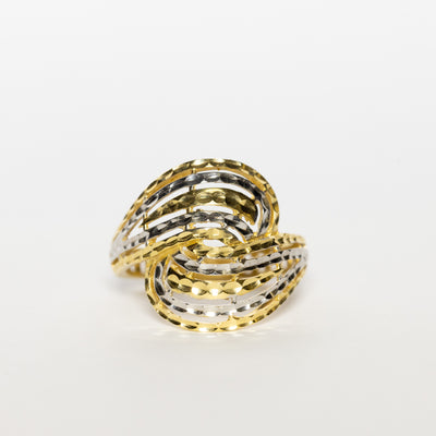 Anello Wave In Oro Bianco E Giallo 18 Kt