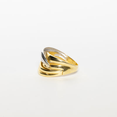 Anello Knott In Oro Bianco E Giallo 18 Kt