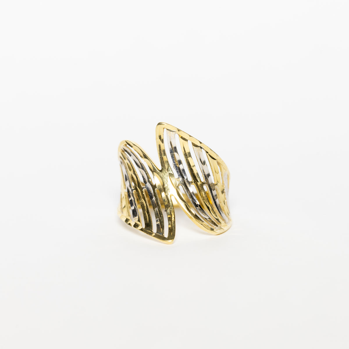 Anello Contrariè In Oro Bianco E Giallo 18 Kt