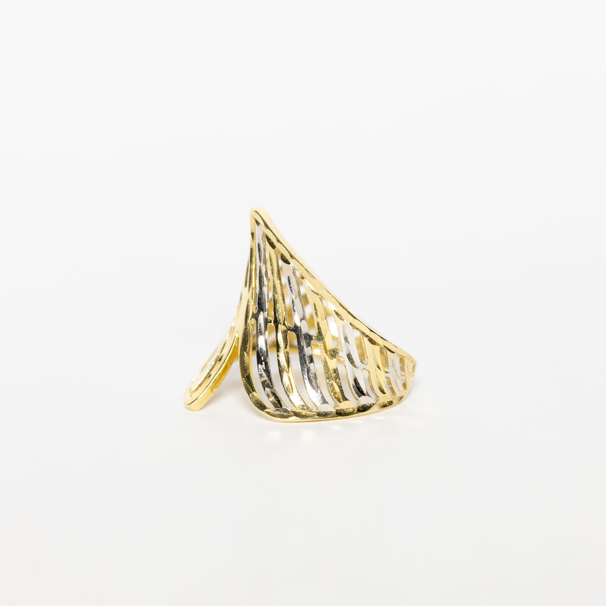 Anello Contrariè In Oro Bianco E Giallo 18 Kt