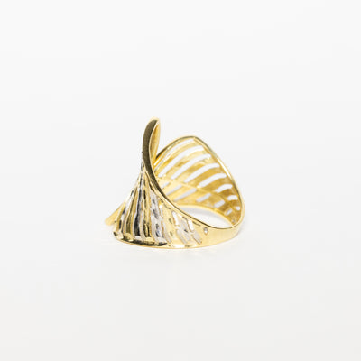 Anello Contrarie In Oro Bianco E Giallo 18 Kt