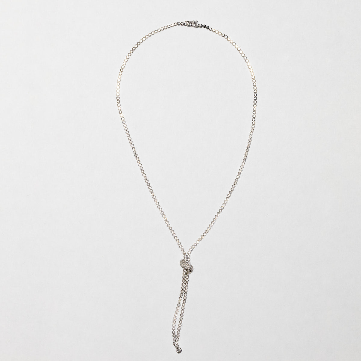 18K White Gold Diamond Knot Necklace