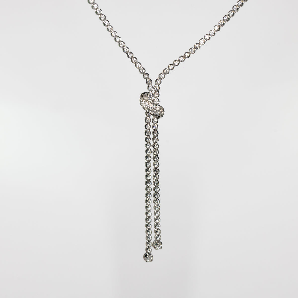 18K White Gold Diamond Knot Necklace