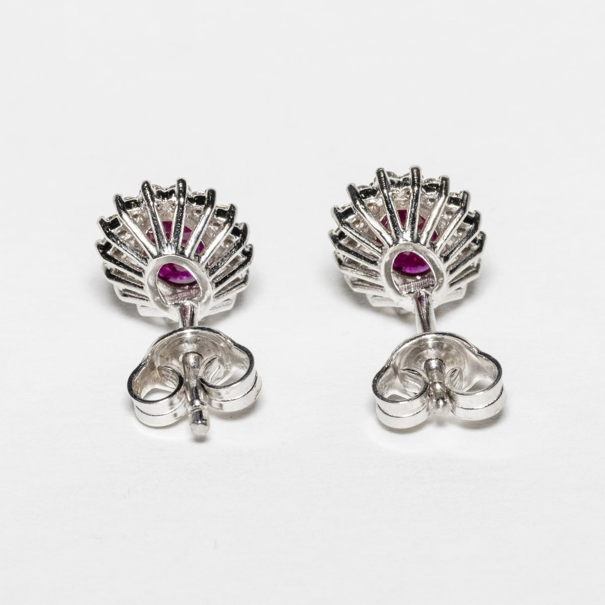 18kt White Gold Earrings with Central Rubies and Surround with Diamonds 