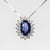 Collana con Ciondolo in Oro Bianco 18KT con Zaffiro Ovale e contorno in Diamanti