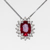 Collana in Oro Bianco 18 kt con Rubino centrale e contorno con diamanti