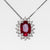 Collana in Oro Bianco 18 kt con Rubino centrale e contorno con diamanti