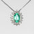 Collana In Oro Bianco 18 Kt Con Smeraldo e contorno di Diamanti