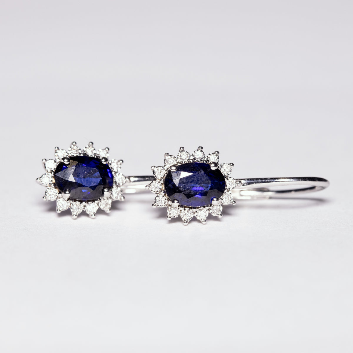 Monachella Earrings with Sapphires and Diamonds Surround