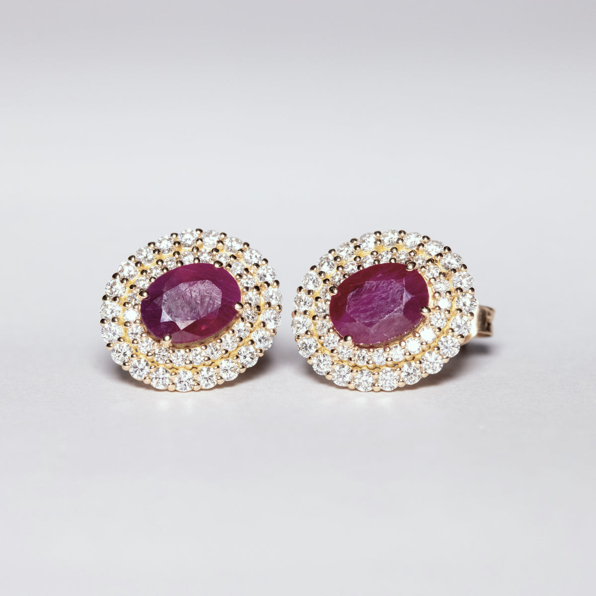 Rose Gold, Diamond and Rubies Earrings