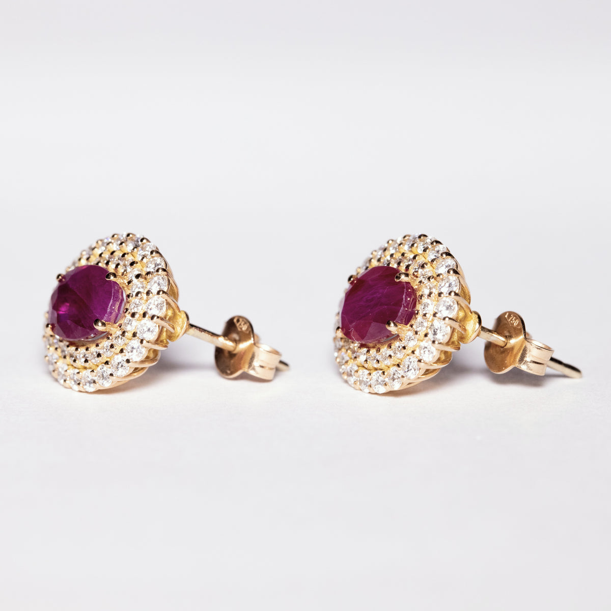 Rose Gold, Diamond and Rubies Earrings