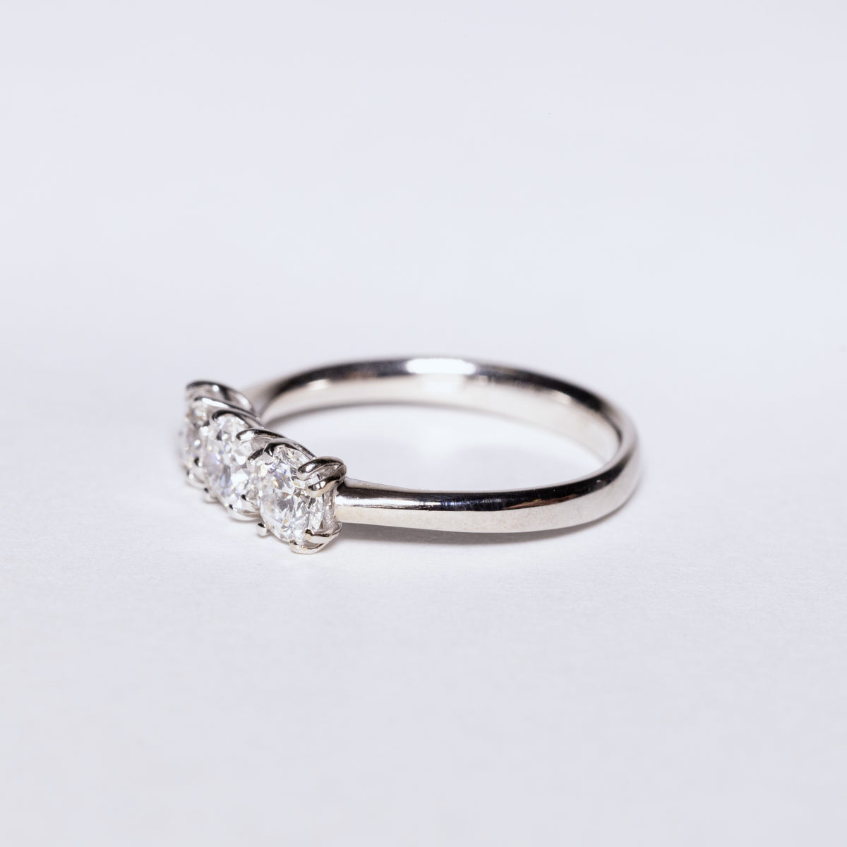 18KT White Gold Trilogy Ring With Round Brilliant Cut Diamonds