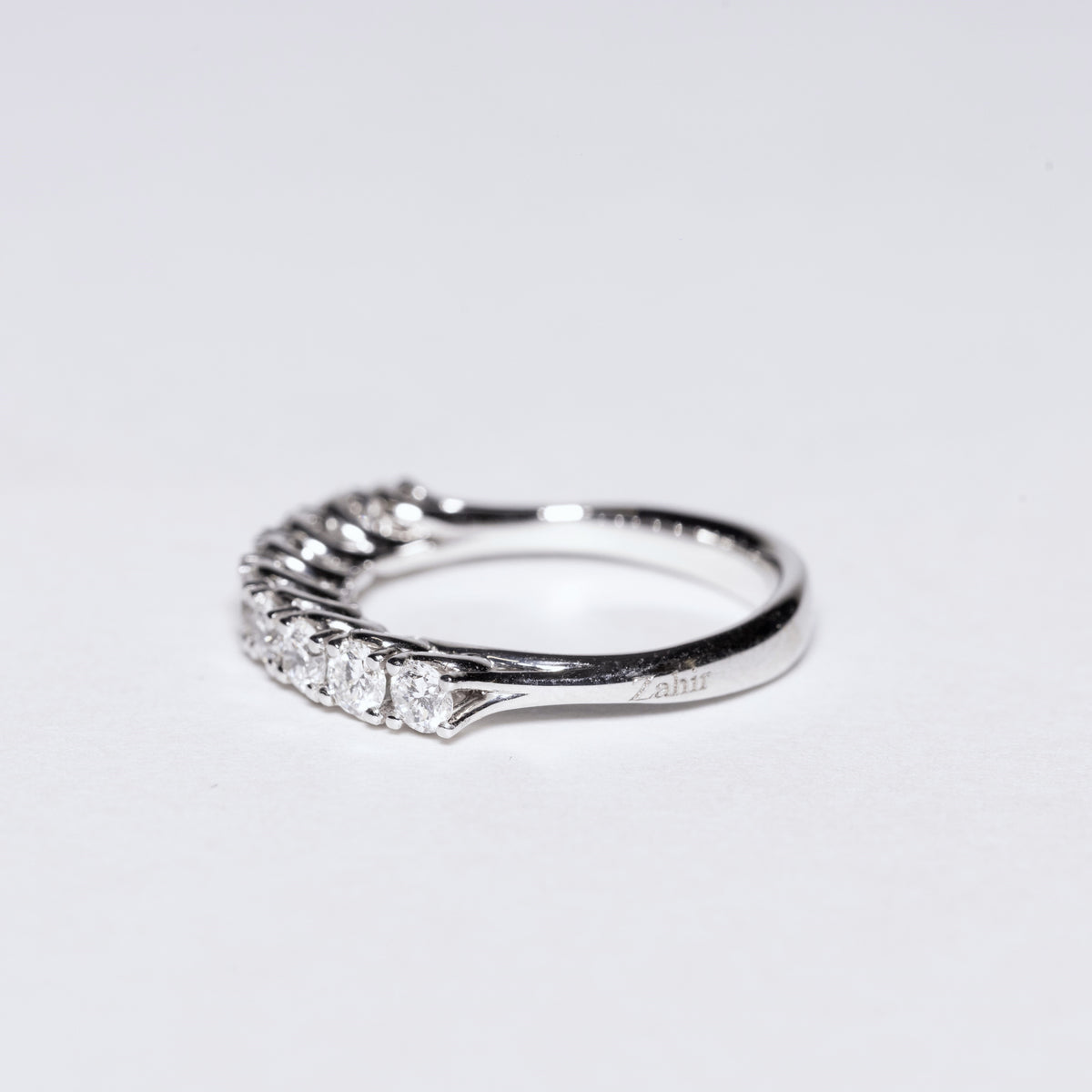 Veretta Ring Mounted in 18 Kt White Gold with 9 Round Brilliant Cut Diamonds