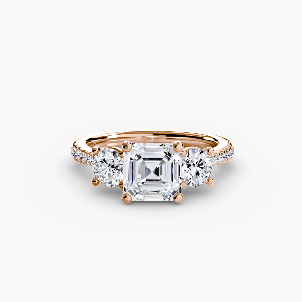 Ring with Three Stones and Pavé Band