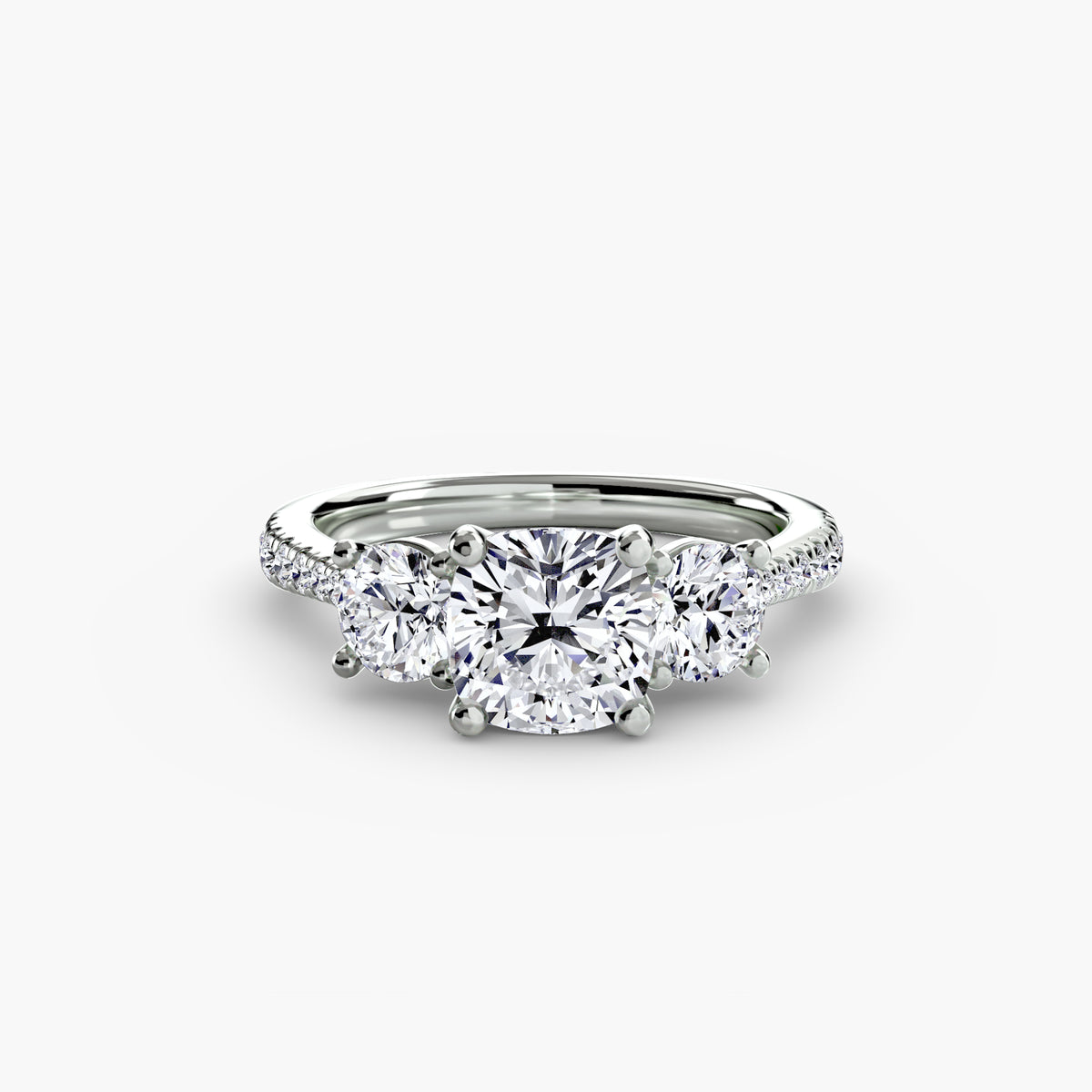 Ring with Three Stones and Pavé Band