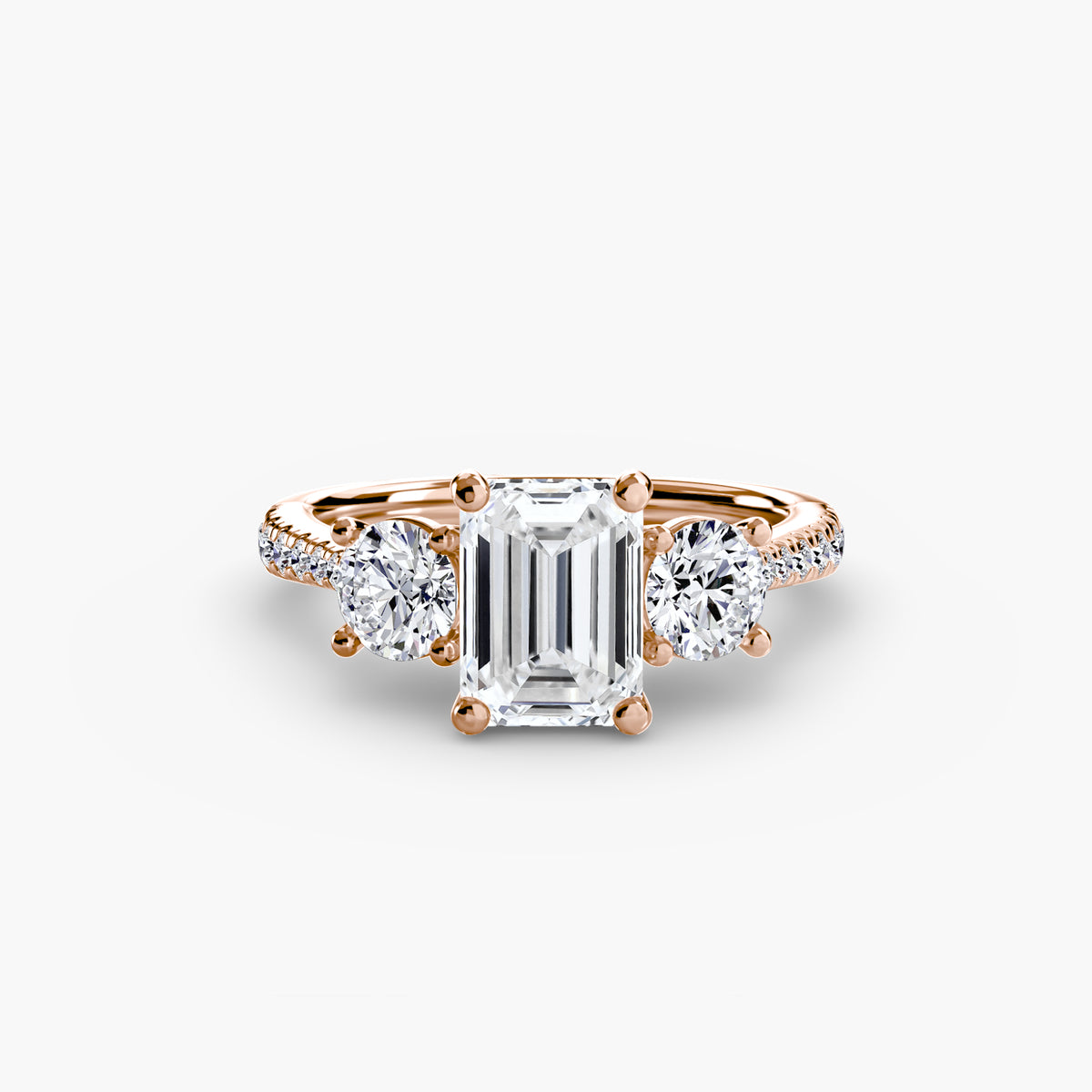 Ring with Three Stones and Pavé Band