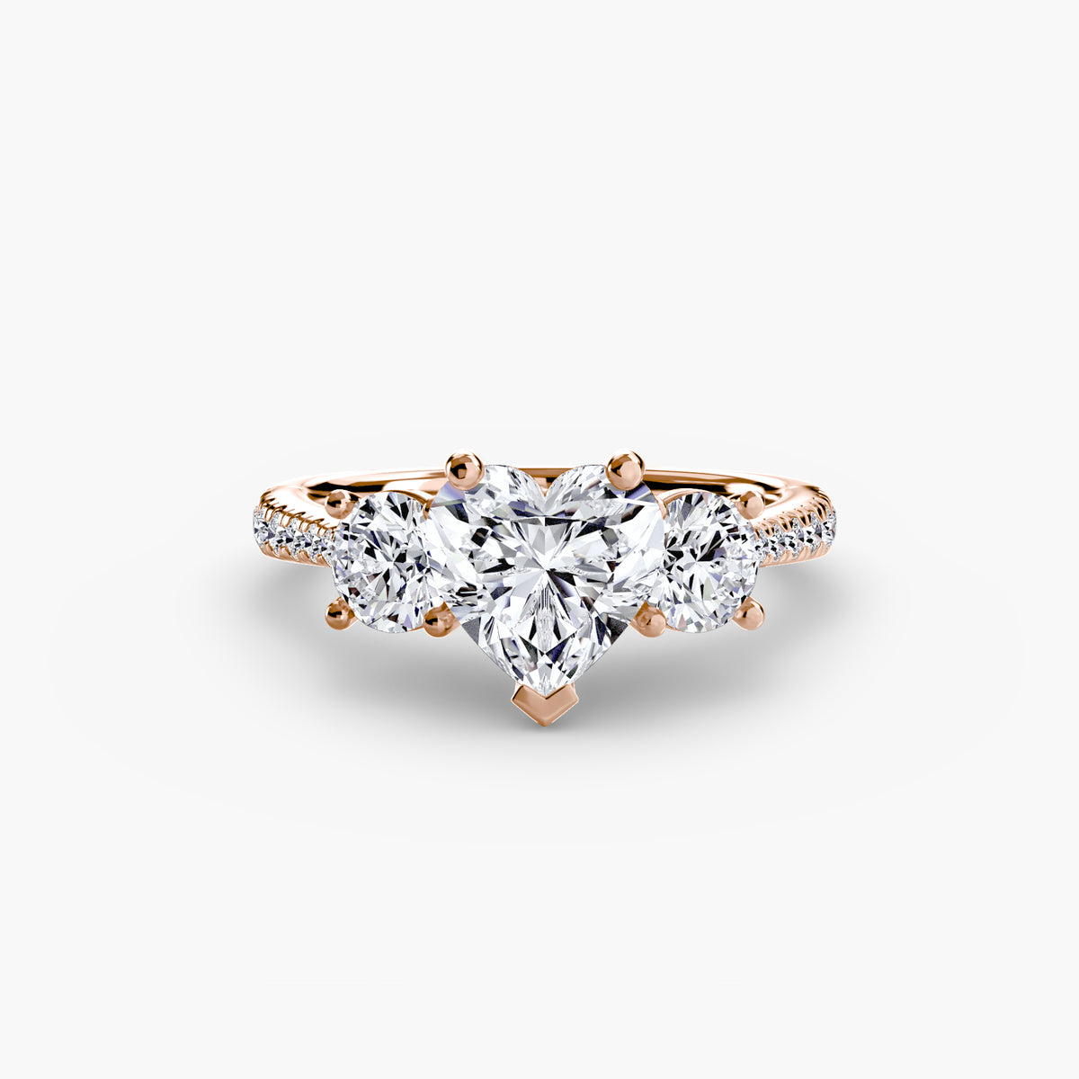 Ring with Three Stones and Pavé Band