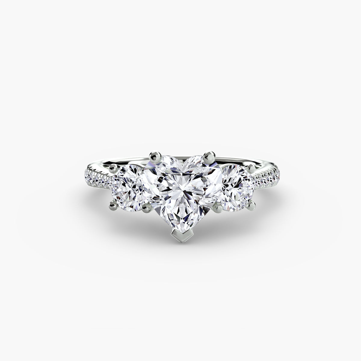 Ring with Three Stones and Pavé Band
