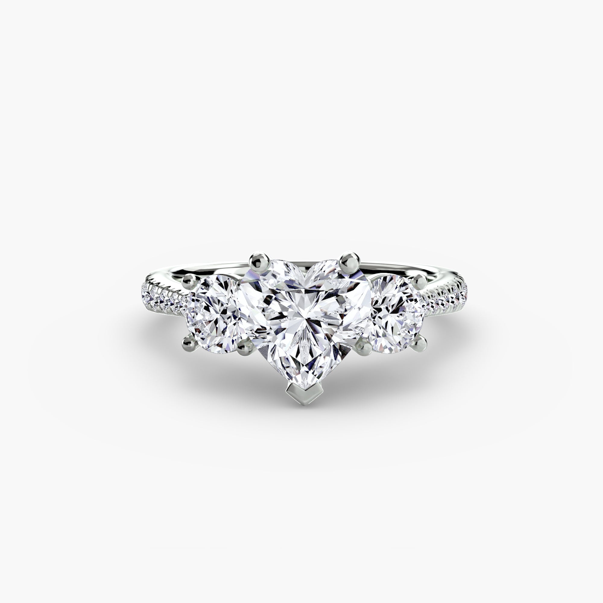Anello con Tre Pietre e Fascia Pavé