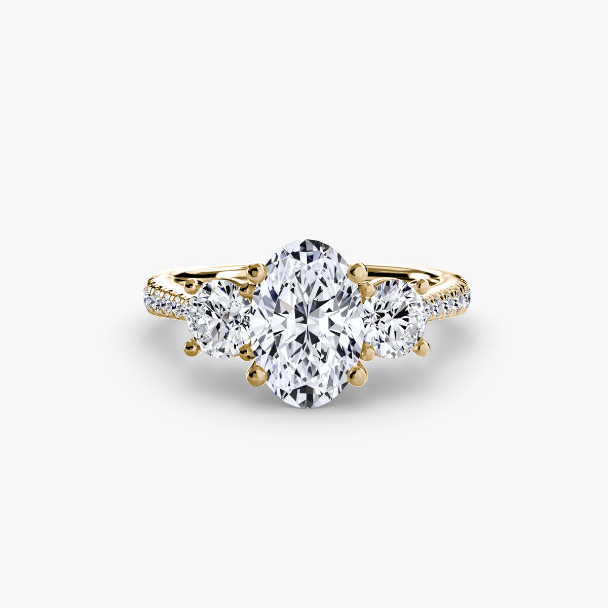 Ring with Three Stones and Pavé Band
