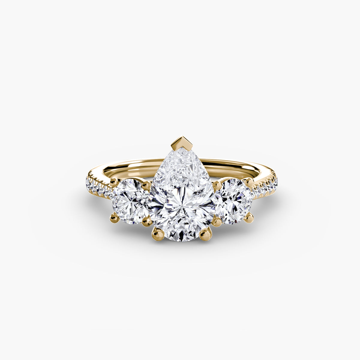 Ring with Three Stones and Pavé Band