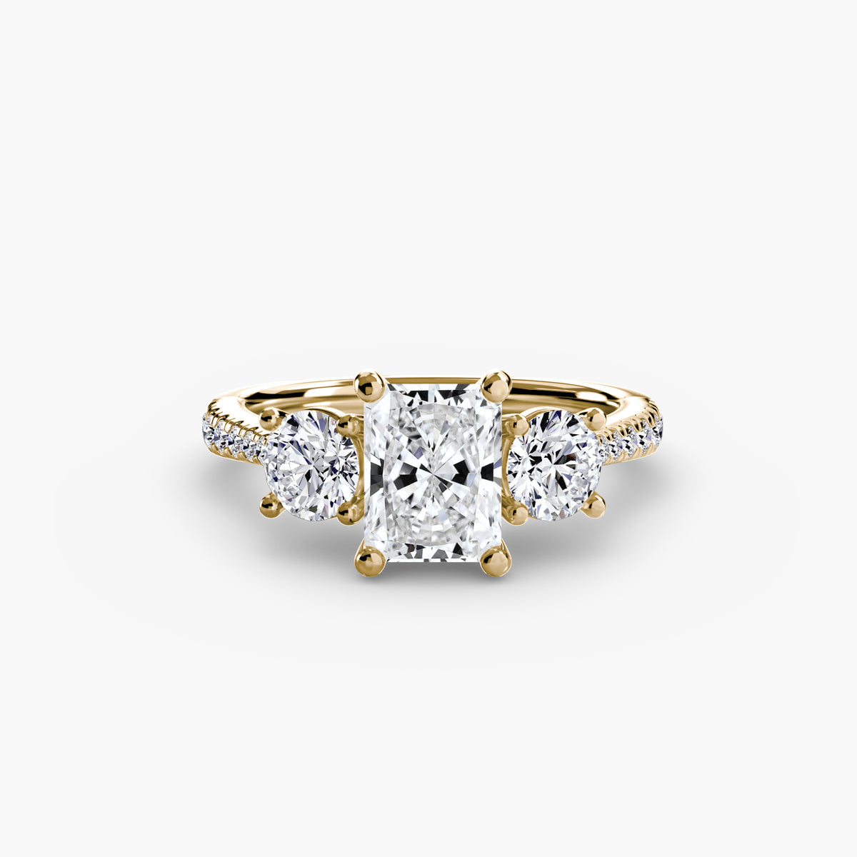 Ring with Three Stones and Pavé Band
