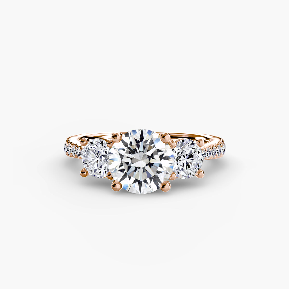 Ring with Three Stones and Pavé Band