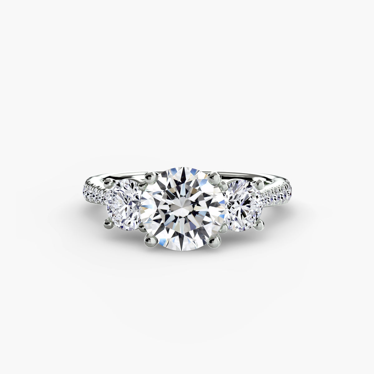 Ring with Three Stones and Pavé Band