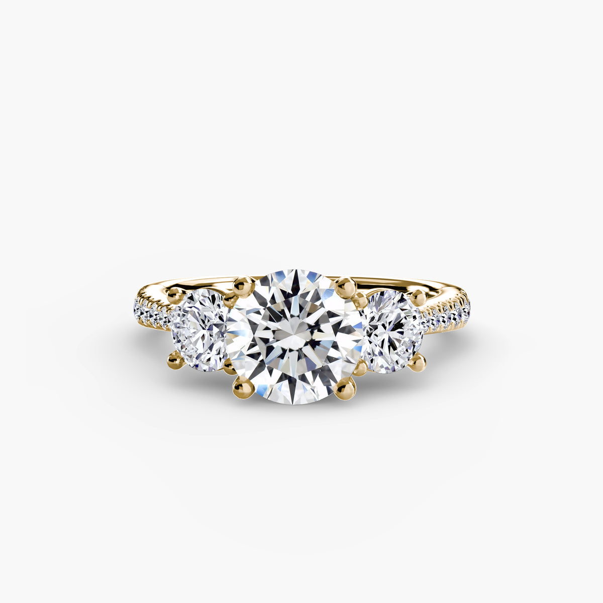 Ring with Three Stones and Pavé Band