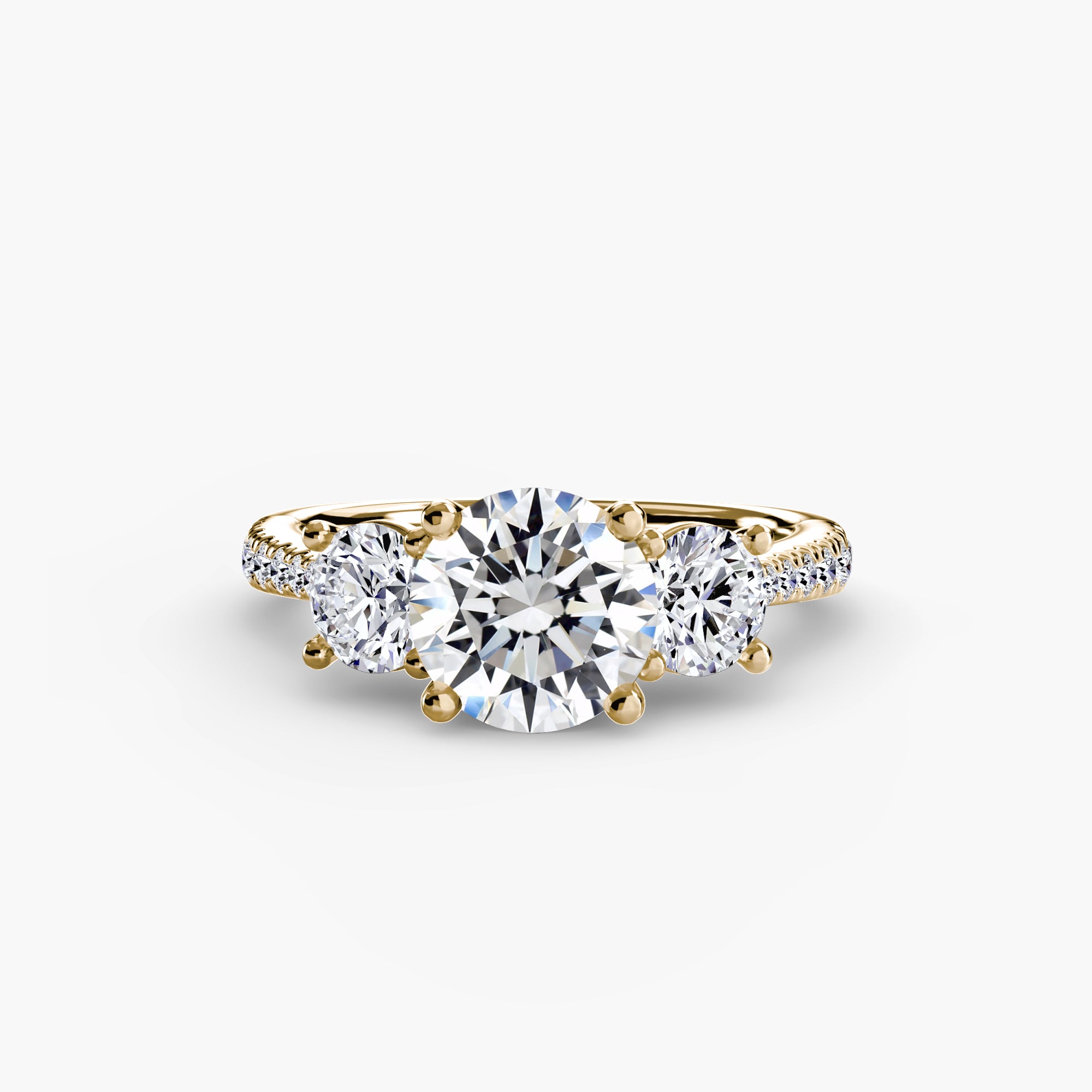 Anello con Tre Pietre e Fascia Pavé