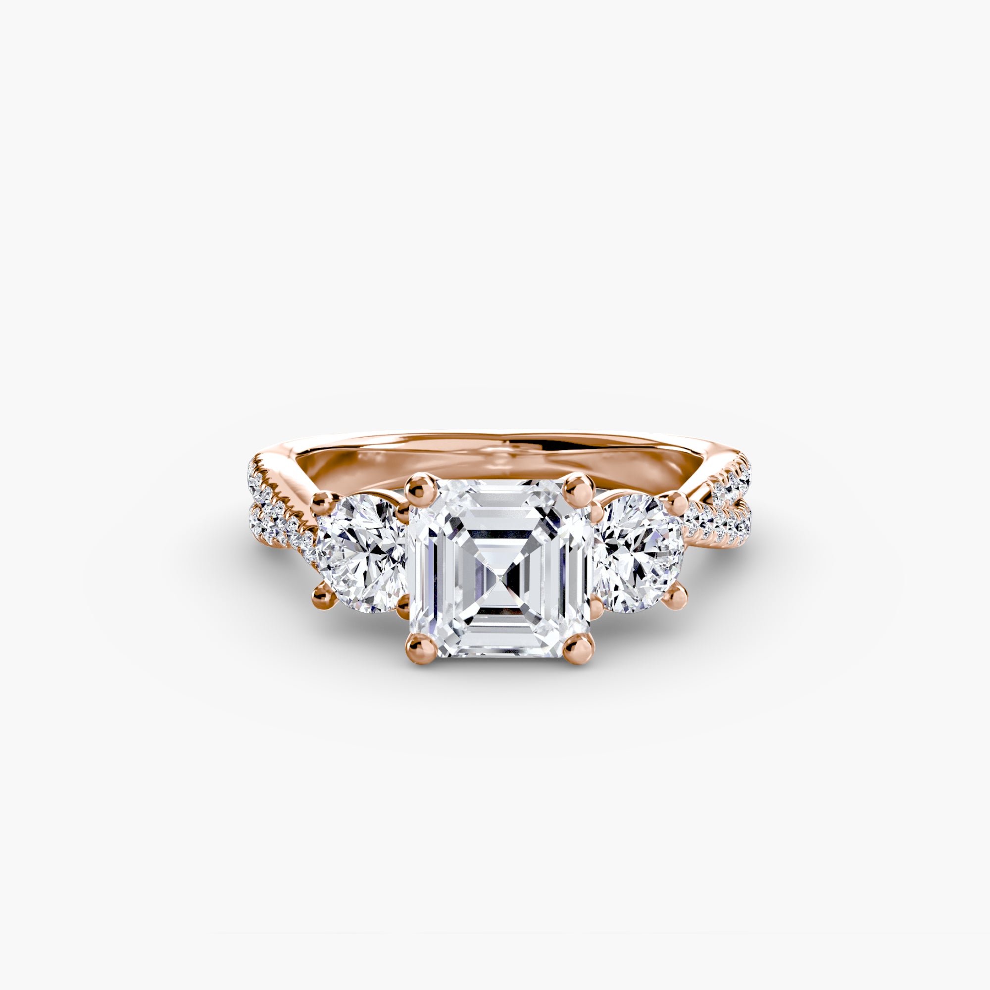 Anello con Tre Pietre e Fascia Pavé 2