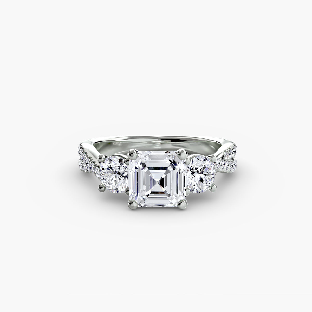 Anello con Tre Pietre e Fascia Pavé 2