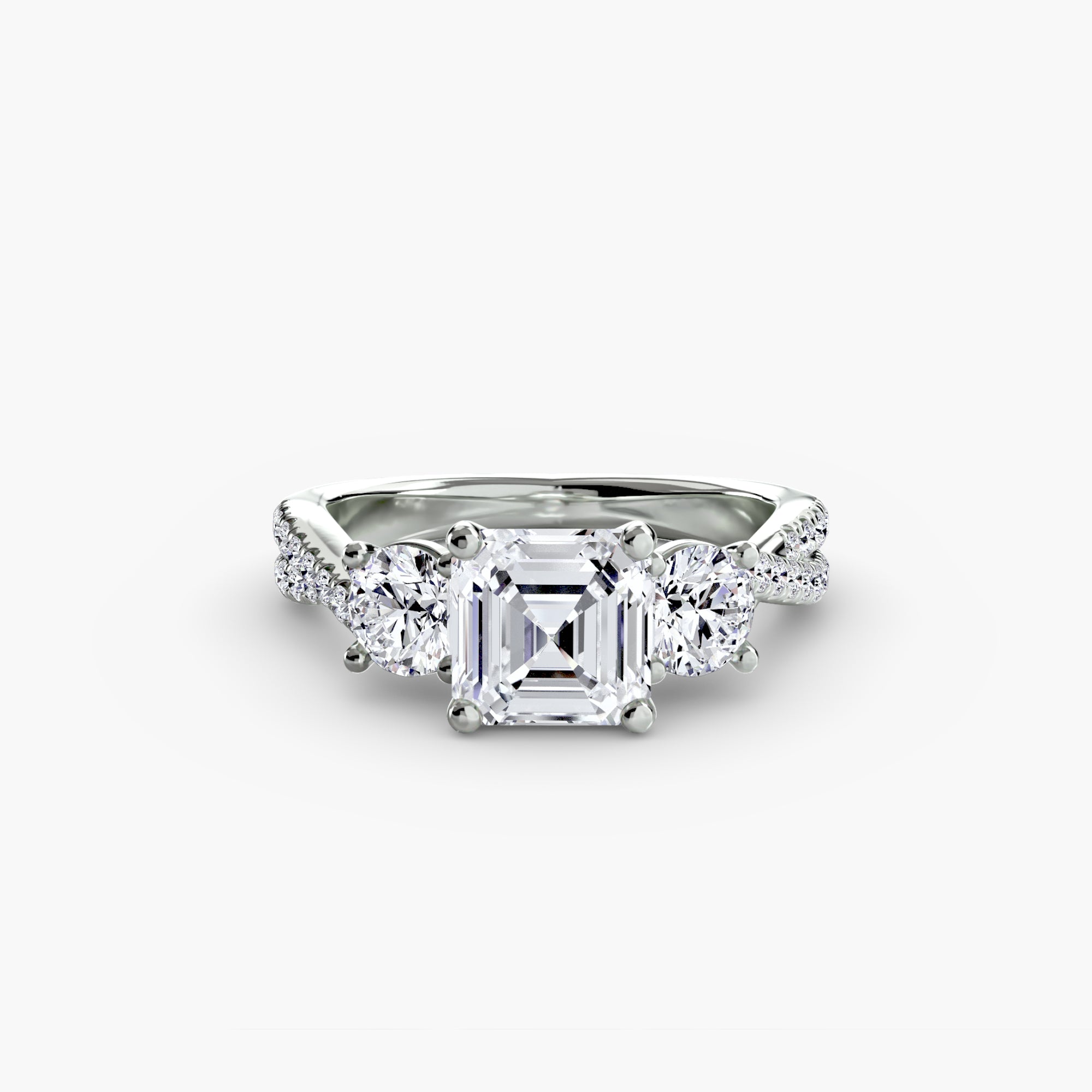 Anello con Tre Pietre e Fascia Pavé 2