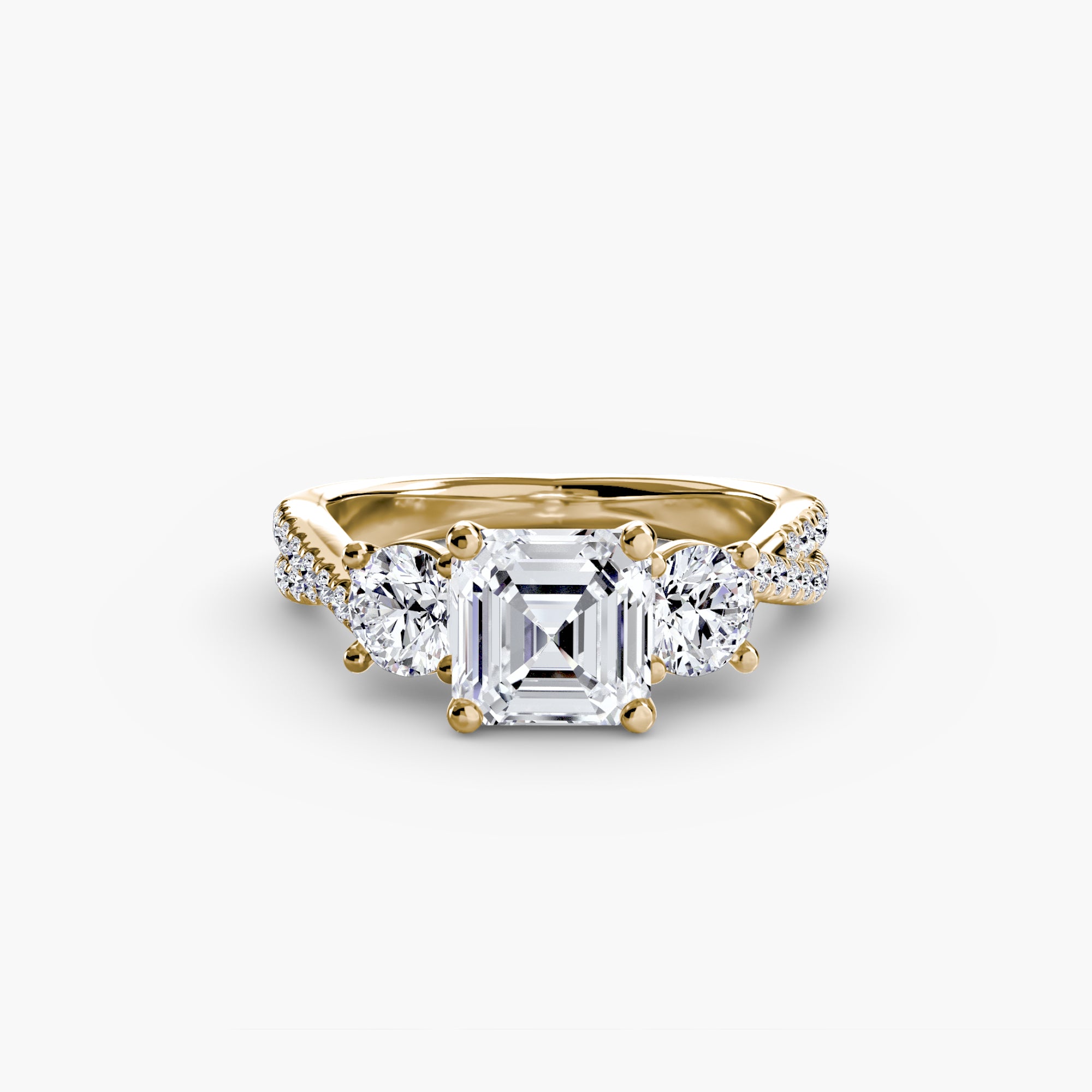 Anello con Tre Pietre e Fascia Pavé 2