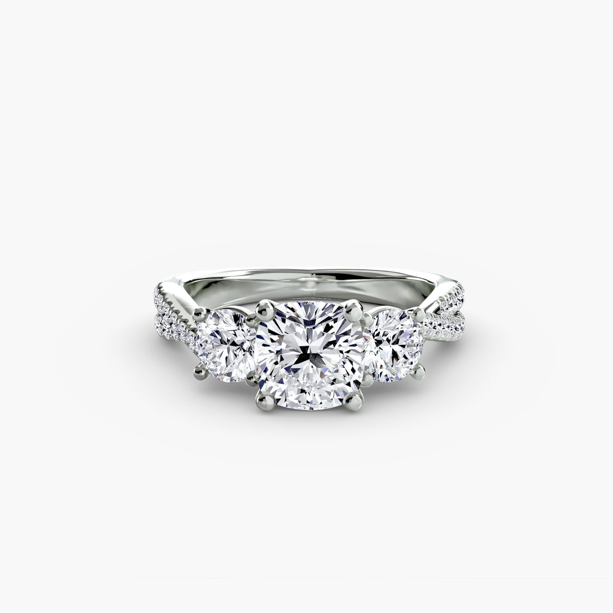 Anello con Tre Pietre e Fascia Pavé 2
