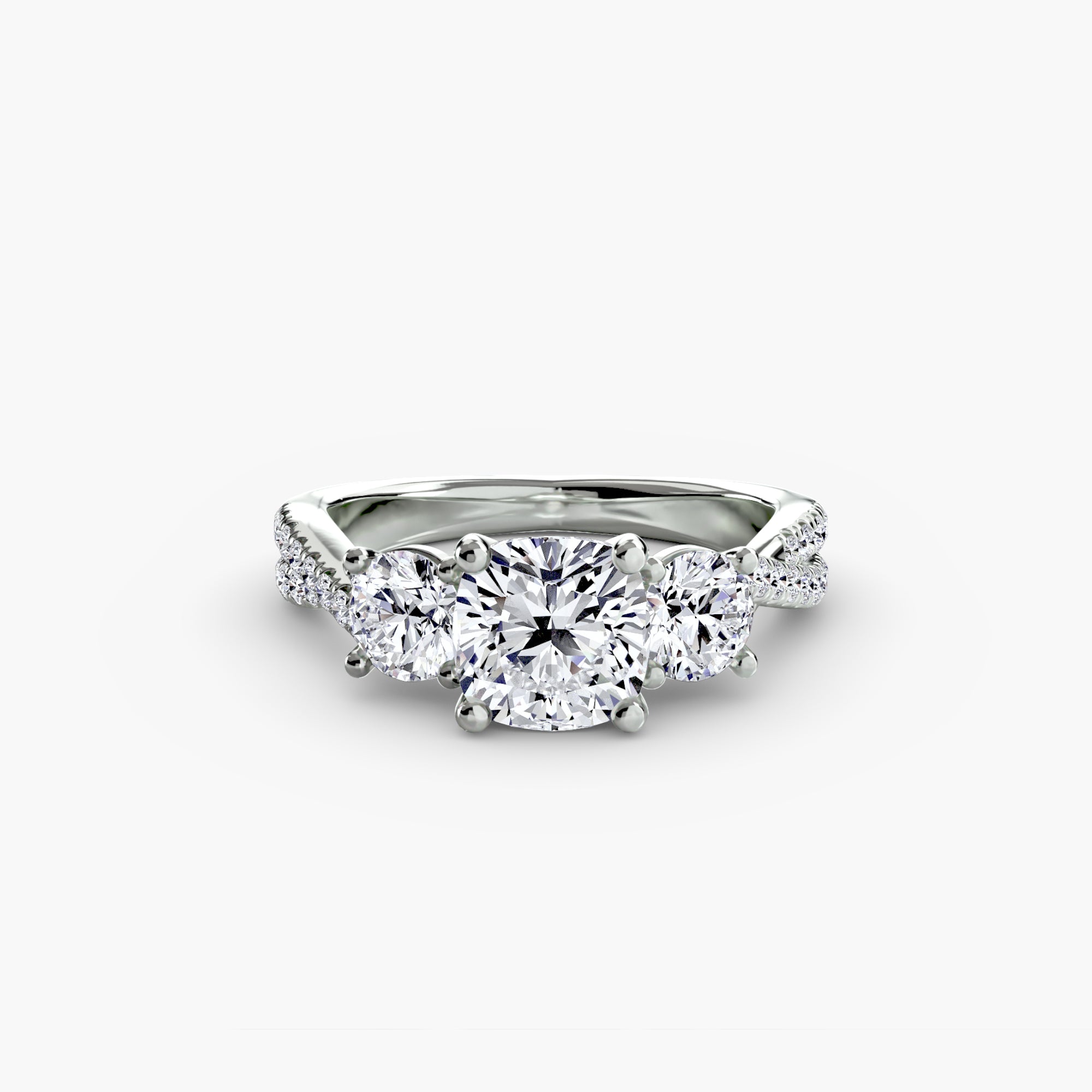 Anello con Tre Pietre e Fascia Pavé 2