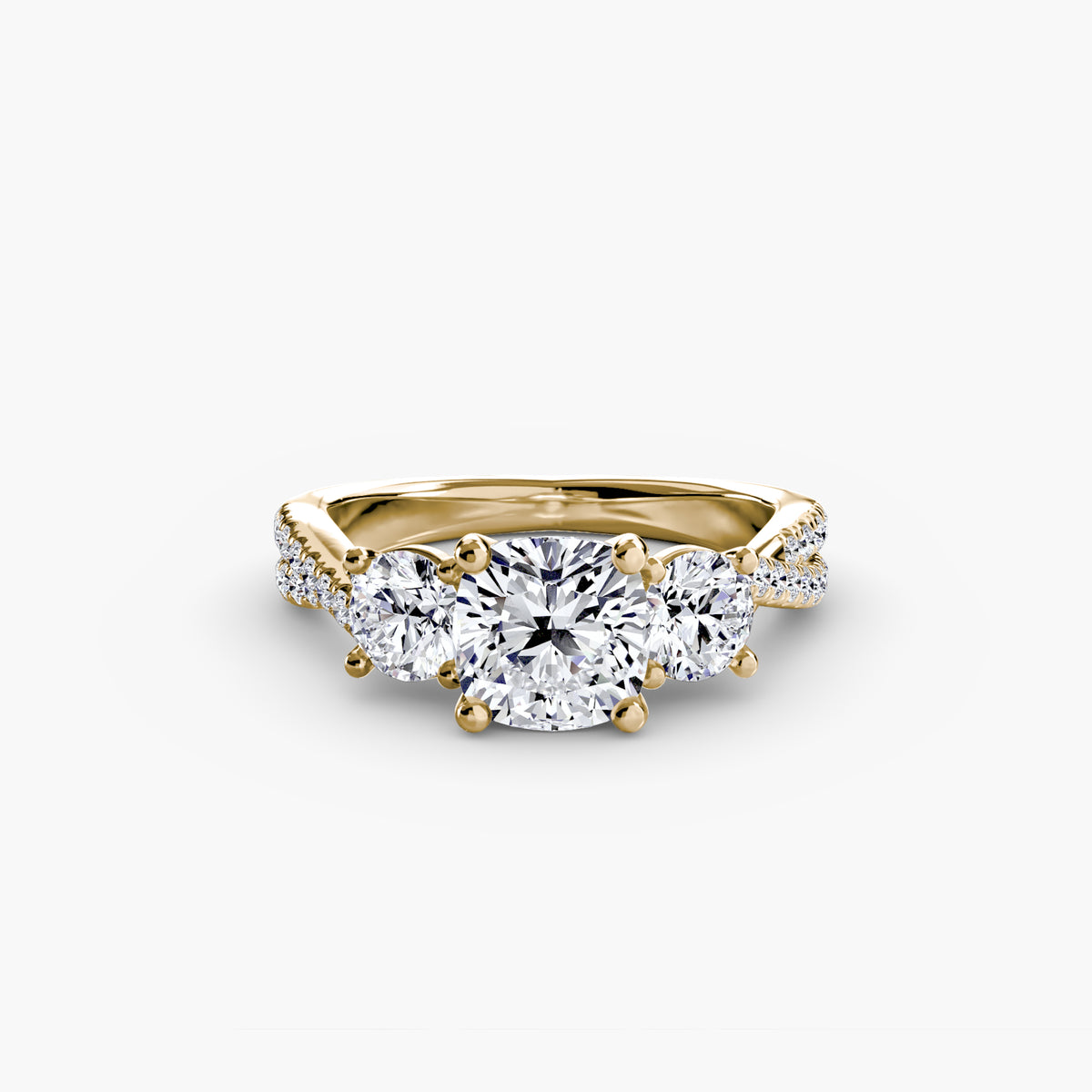 Anello con Tre Pietre e Fascia Pavé 2