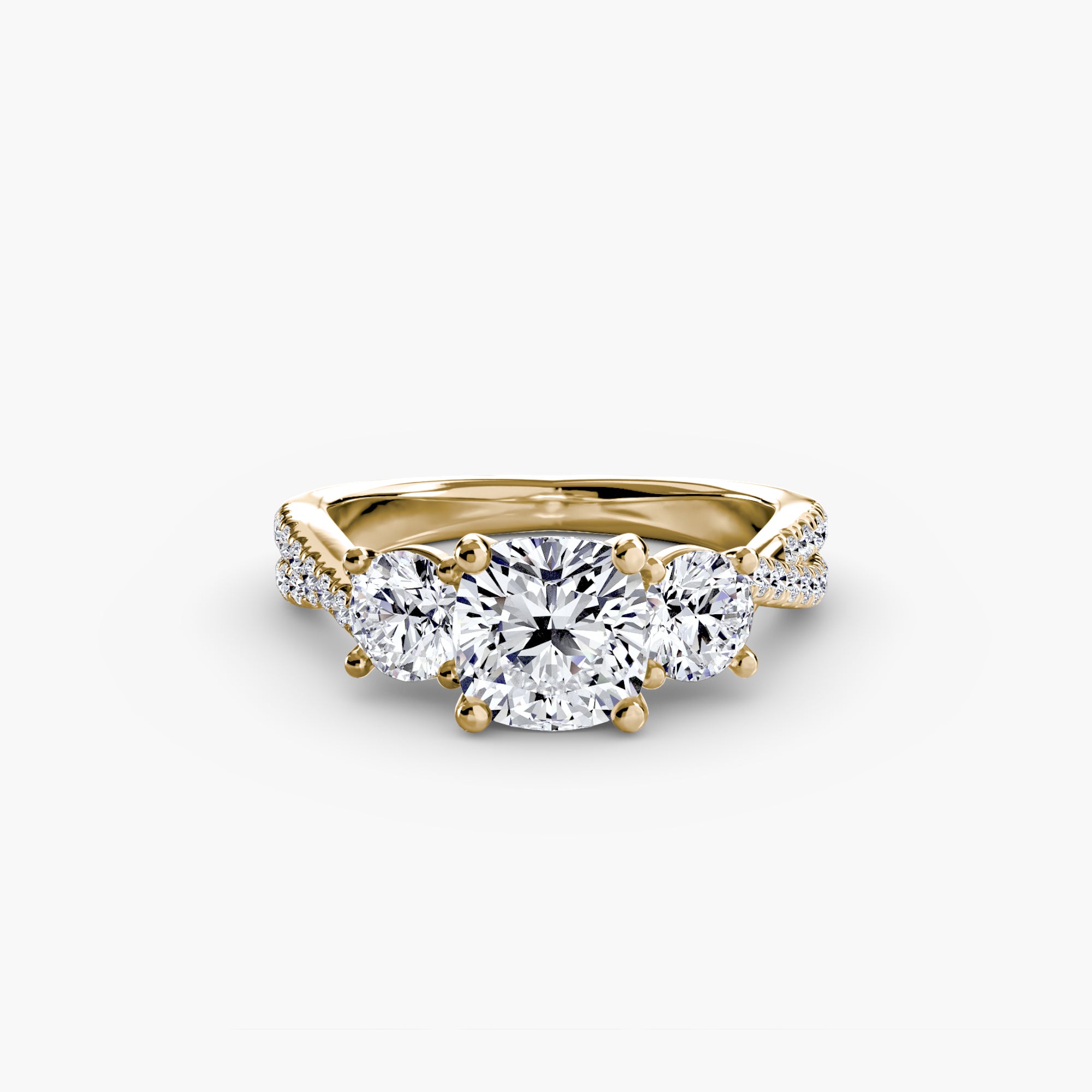 Anello con Tre Pietre e Fascia Pavé 2