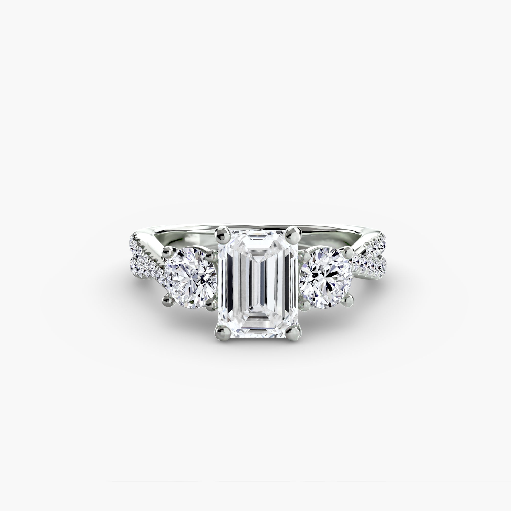 Anello con Tre Pietre e Fascia Pavé 2