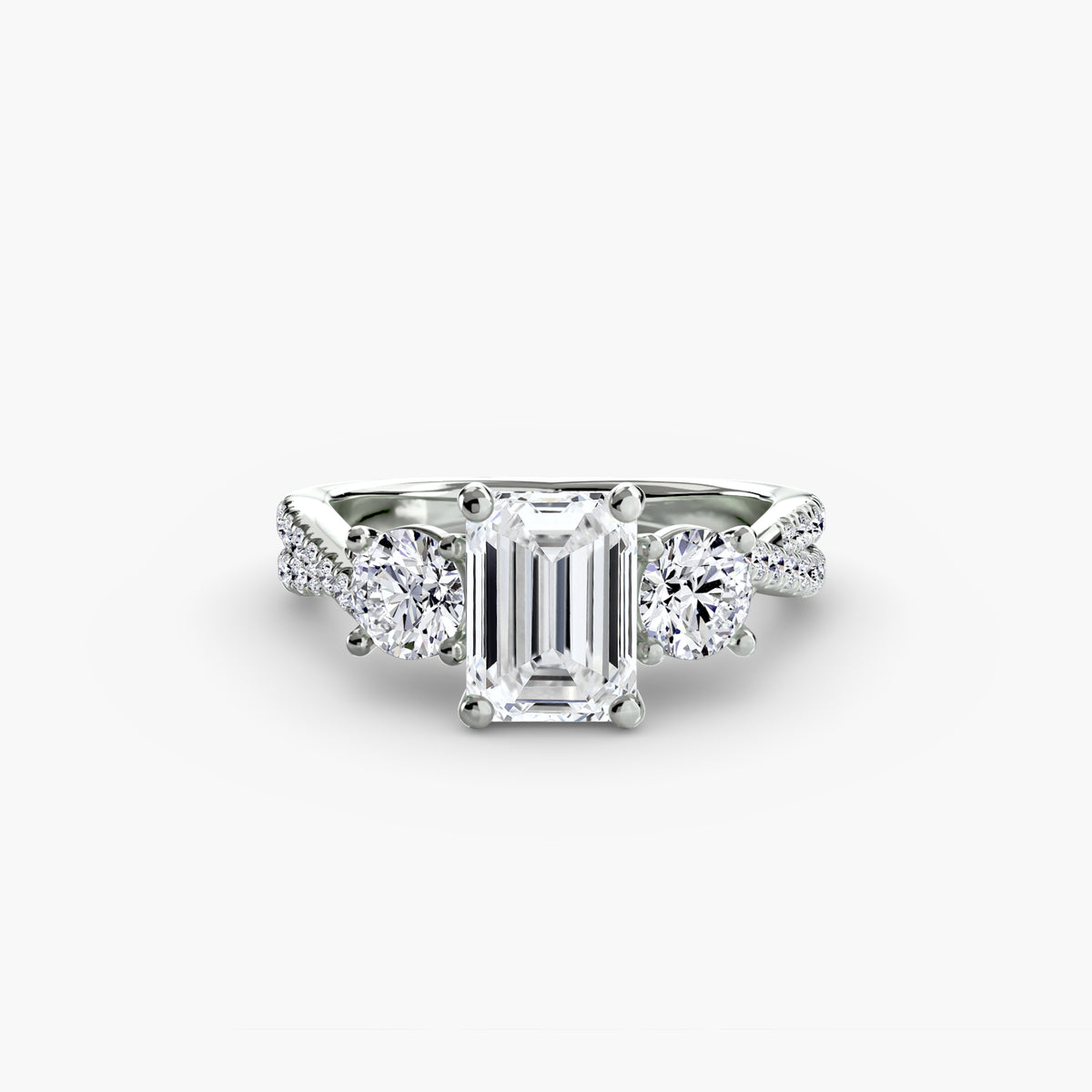 Anello con Tre Pietre e Fascia Pavé 2
