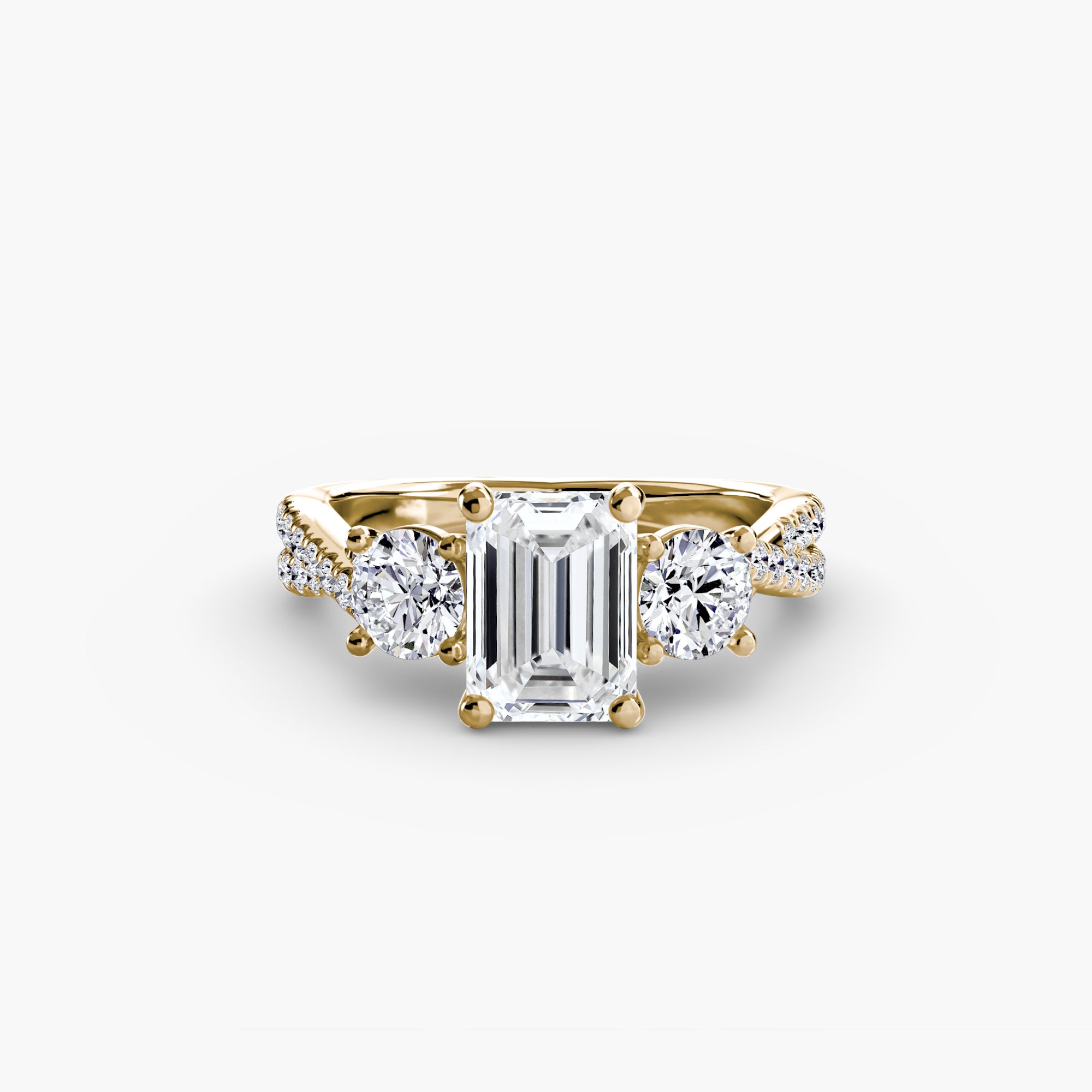 Anello con Tre Pietre e Fascia Pavé 2