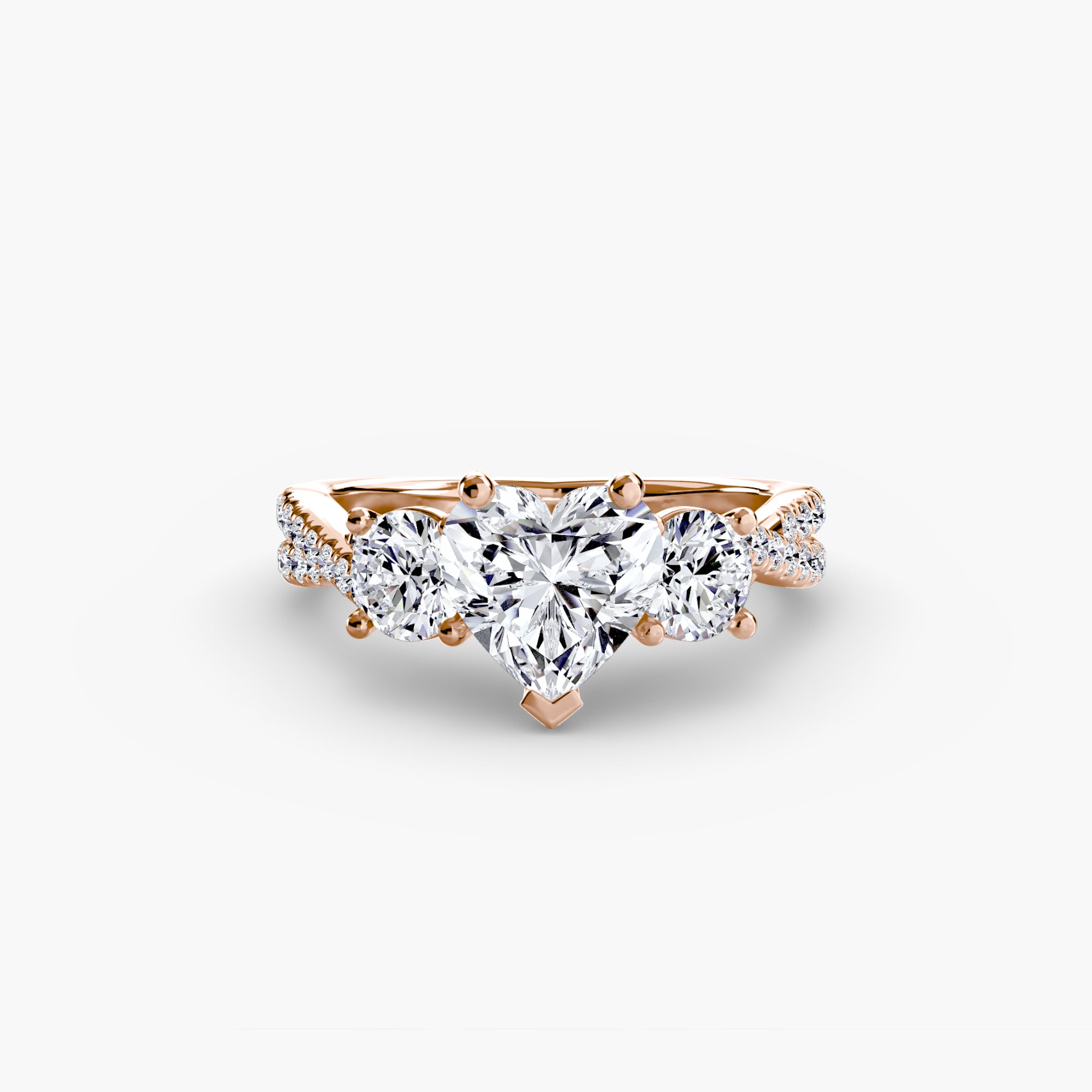 Anello con Tre Pietre e Fascia Pavé 2