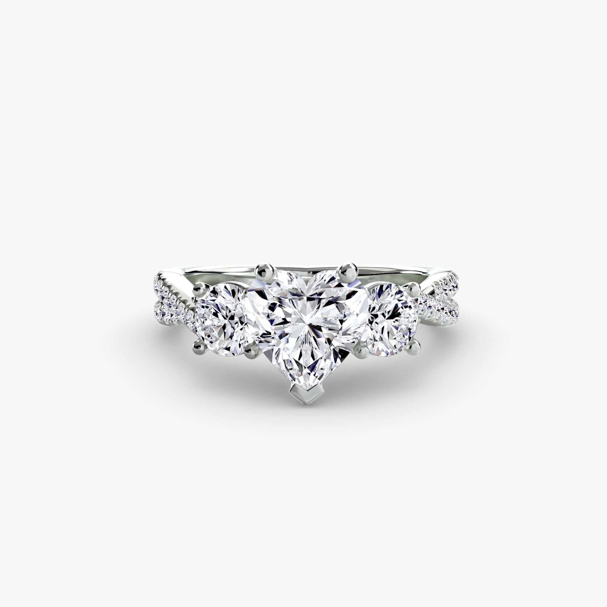 Anello con Tre Pietre e Fascia Pavé 2