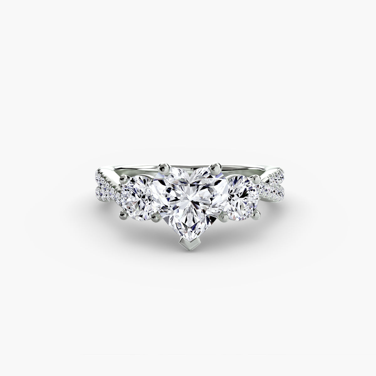 Anello con Tre Pietre e Fascia Pavé 2
