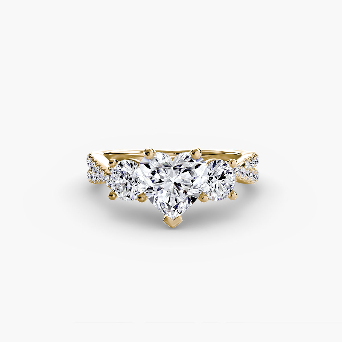 Anello con Tre Pietre e Fascia Pavé 2