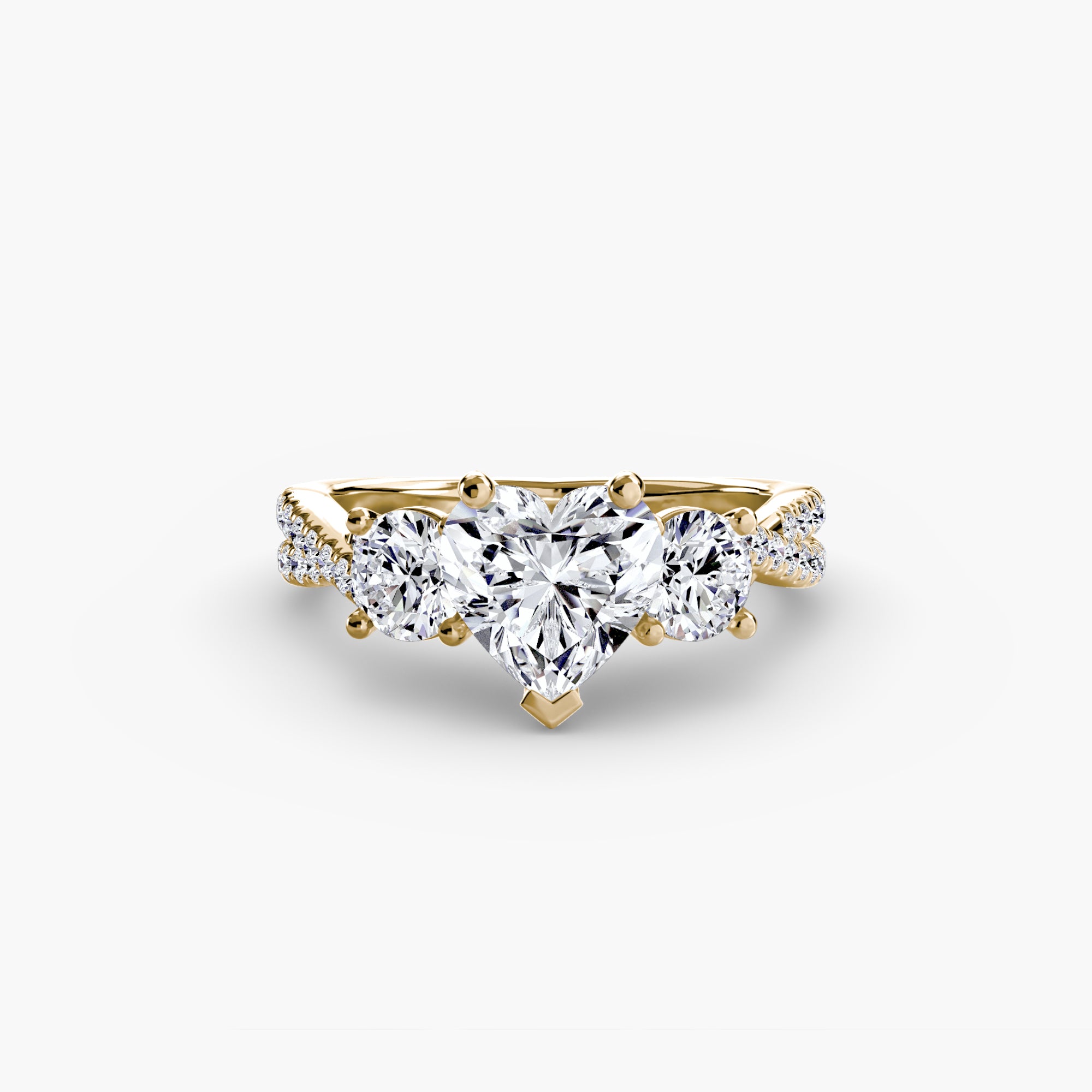Anello con Tre Pietre e Fascia Pavé 2